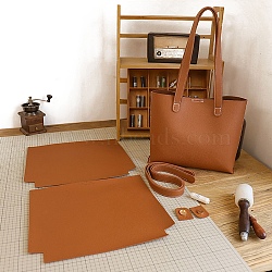 DIY Tote Bags Kits, Including PU Leather Bag Materials and Clasp, Chocolate, 340x260x70mm(PW-WGE9202-02)