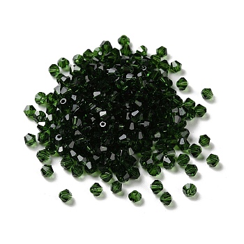 Transparent Glass Beads, Bicone, Sea Green, 4x4x3.5mm, Hole: 1mm, 720pcs/bag