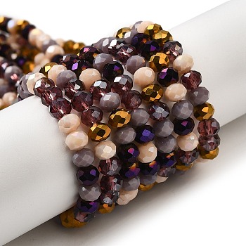 Glass Beads Strands, Faceted, Rondelle, Purple, 6x5mm, Hole: 1mm, about 85~88pcs/strand, 16.1~16.5 inch(41~42cm)