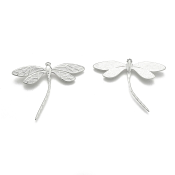 Brass Dragonfly Pendants, for DIY Jewelry Making and Crafting, Silver Color Plated, 37x45mm