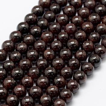 Natural Garnet Beads Strands, Round, 6~7mm, Hole: 1mm, about 60pcs/strand, 15.1 inch(38.5cm)