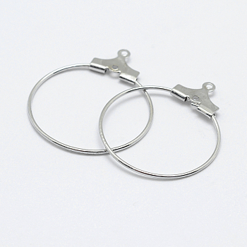 Brass Pendants, Hoop Earrings Findings, Long-Lasting Plated, Nickel Free, Open Circle/Ring, Real Platinum Plated, 24.5x20.5x0.9mm, Hole: 1mm