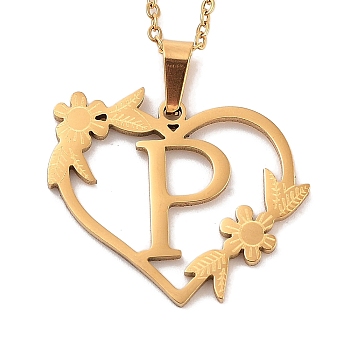 Vacuum Plating 201 Stainless Steel Pendant Necklaces, Letter P, 12.28 inch(31.2cm)