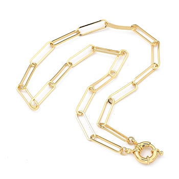 Brass Paperclip Chain Necklaces, with Spring Clasps, Golden, 17.79 inch(45.2cm) 