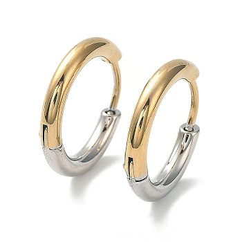 Ion Plating(IP) Two Tone 304 Stainless Steel Huggie Hoop Earrings, with 316 Surgical Stainless Steel Pins for Women, Golden & Stainless Steel Color, 10 Gauge, 16x18x2.5mm