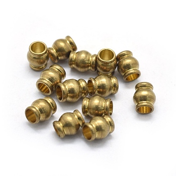 Brass Beads, Barrel, Raw(Unplated), 7x5.5mm, Hole: 3.5mm
