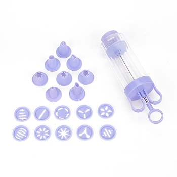 Plastic Cookie Press Gun Kit, with 10PCS Discs and 8PCS Nozzles, for DIY Biscuit Maker and Decoration, Purple, Packing Box: 28.5x14x5cm