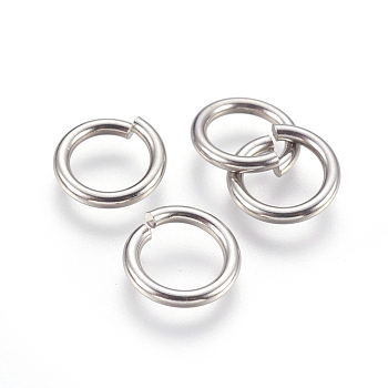 304 Stainless Steel Open Jump Rings, Stainless Steel Color, 12 Gauge, 13x2mm, Inner Diameter: 9mm, 300pcs/bag