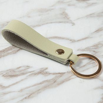 PU Leather Keychain with Iron Belt Loop Clip for Keys, Dark Sea Green, 10.5x3cm