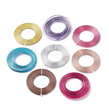 Aluminum Wire, Flat Craft Wire, Bezel Strip Wire for Cabochons Jewelry Making, Mixed Color, 3x1.5mm, about 4.5~5m/roll(AW-XCP0002-08)
