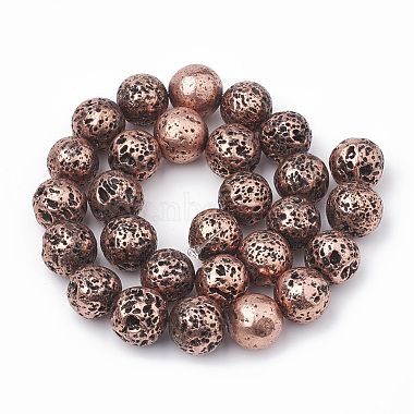 Electroplated Natural Lava Rock Beads Strands(G-N0321-14C)-2