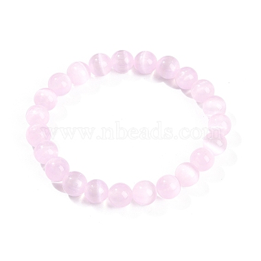 Dyed Natural Selenite Round Beaded Stretch Bracelets for Women(G-U005-02I)-4