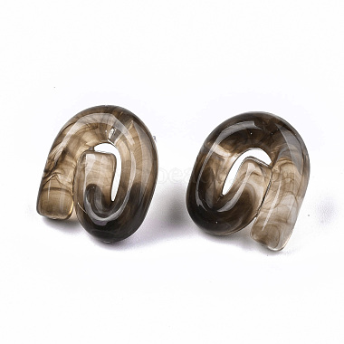 Transparent Resin Stud Earrings(EJEW-T012-01-B01)-2