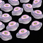 Transparent Acrylic Beads, with Enamel, Frosted, Planet, WhiteSmoke, 19x26x9mm, Hole: 3mm(MACR-S374-02B-07)