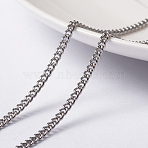 Tarnish Resistant 304 Stainless Steel Curb Chains Twisted Chains, Unwelded, with Spool, Stainless Steel Color, 3x2x0.6mm, about 65.61 Feet(20m)/roll(CHS-L014-11P)