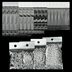 200Pcs 4 Styles Pearl Film Cellophane Bags, Self-Adhesive Sealing, with Hang Hole, Party Favor Bags, Clear, 10~14.5x4~7x0.02cm,  Unilateral Thickness: 0.023~0.035mm, Inner Measure: 6.5~9x4~7cm, Hole: 6mm, 50pcs/style(OPC-FS0001-02)