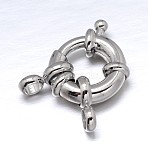 Brass Spring Ring Clasps, Cadmium Free & Lead Free, Platinum, 12.5~13x6mm, Tube Bails: 9x5x1.5mm, Hole: 2.5mm(KK-L082C-01P)
