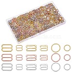 450Pcs 18 Styles Alloy Swimsuit Bra Tops, Bra Strap Hook, Underwear Clasp, Mixed Color, 9~9.5x10~14.5x1~1.5mm, 25pcs/style(DIY-ME0001-87)