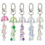 Acrylic & ABS Plastic Imitation Pearl Pendant Decoration, with Alloy Swivel Snap Hook Clasps, Mixed Color, 105mm, 5pcs/set(HJEW-TAC0095)