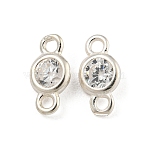 8Pcs Flat Round 925 Sterling Silver Cubic Zirconia Connector Charms, Clear, 7x3.6x1.5mm, Hole: 1mm(DIY-AR0005-43)