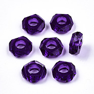 Epoxy Resin European Beads, Large Hole Beads, Donut, Faceted, Indigo, 13~14x5mm, Hole: 6mm(RPDL-N015-03D)