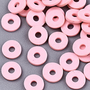 Handmade Polymer Clay Beads, for DIY Jewelry Crafts Supplies, Disc/Flat Round, Heishi Beads, Pink, 4x1mm, Hole: 1mm, about 55000pcs/1000g(CLAY-Q251-4.0mm-86)