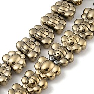 Electroplated Synthetic Non-magnetic Hematite Beads Strands, Butterfly, Light Gold Plated, 9.2~9.3x12.2~12.4x6~6.1mm, Hole: 0.9mm, about 43pcs/strand, 15.35''(39cm)(G-Z032-D02-05E)