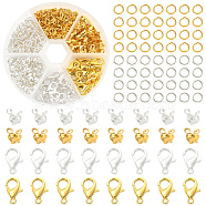 DIY Jewelry Making Finding Kit, Including Iron Open Jump Rings & Bead Tips, Zinc Alloy Lobster Claw Clasps, Golden & Silver, 5~12x0.7~4mm, Inner Diameter: 3~3.6mm, 560Pcs/box(DIY-YW0006-30-B)