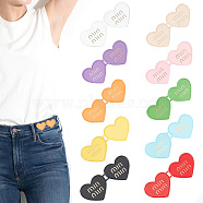 10Pcs 10 Colors Dopamine Color Series Heart with Word Spray Painted Alloy Adjustable Jean Button Pins, Waist Tightener, Sewing Fasteners for Garment , Mixed Color, 20.5x50x4.5mm, 1pc/color(FIND-GO0001-45)