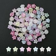 Transparent Crackle Acrylic Beads, Star, Mixed Color, 11x11.5x9.5mm, Hole: 2mm(CACR-YW0001-08)