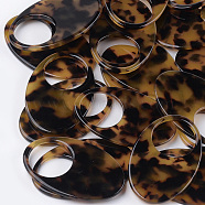 Cellulose Acetate(Resin) Pendants, Tortoiseshell Pattern, Oval, Goldenrod, 48.5x31x25mm, Hole: 20mm(X-KY-S157-37A)