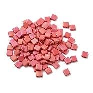 2-Hole Glass Seed Beads, Opaque Frosted Colours, Square, Salmon, 5x5x2mm, Hole: 0.8~0.9mm, about 1250pcs/bag.(SEED-XCP0001-14)