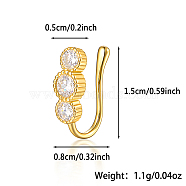 925 Sterling Silver Pave Clear Cubic Zirconia Flat Round Nose Rings, Halloween Nose Cuffs, Fashion Jewelry, Golden, 15x8mm(MA2524-9)