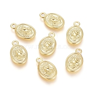 Brass Pendants, Long-Lasting Plated, Oval, Real 18K Gold Plated, 15.5x9.5x1.5mm, Hole: 1.8mm(KK-G389-21G)