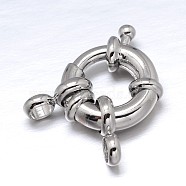 Brass Spring Ring Clasps, Platinum, 12.5~13x6mm, Tube Bails: 9x5x1.5mm, Hole: 2.5mm(KK-L082C-01P)