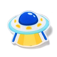 Flying Saucer Acrylic Safety Brooch, Universe Space Lapel Pin for Backpack Clothes, Gold, 37.5x42x2mm(JEWB-D009-11P)
