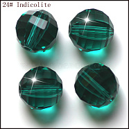 Imitation Austrian Crystal Beads, Grade AAA, Faceted, Round, Dark Cyan, 8mm, Hole: 0.9~1mm(SWAR-F079-8mm-24)