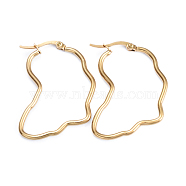 201 Stainless Steel Hoop Earrings, with 304 Stainless Steel Pins, Africa Map, Golden, 36.5x29x2mm, 12 Gauge, Pin: 1x0.7mm(EJEW-I245-19E)