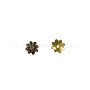 Multi-Petal Alloy Enamel Bead Caps, Flower, Prussian Blue, 10x9x2.5mm, Hole: 1.4mm(ENAM-WH0063-03C)