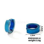 Fashionable Titanium Steel Mirror Polished Hoop Earrings for Hip-hop Street Style, Blue, 13x3mm(WQ4489-9)