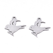 201 Stainless Steel Pendants, Laser Cut, Swallow, Stainless Steel Color, 16x16x0.9mm, Hole: 1.6mm(STAS-S081-054)