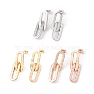 304 Stainless Steel Interlocking Oval Dangle Stud Earrings for Women, Mixed Color, 35mm, Pin: 0.7mm(EJEW-E264-06)