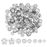 160Pcs 8 Style 304 & 316 Stainless Steel Fancy Bead Caps, Multi-Petal, Mixed Flower, Stainless Steel Color, 7~15x7~15x1.5~7mm, Hole: 1~1.5mm, 20pcs/style(STAS-UN0038-80)