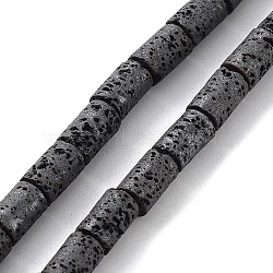 Natural Lava Rock Beads Strands, Frosted, Column, 4x6~6.5mm, Hole: 1mm, about 60pcs/strand, 15.75''(40cm)(G-H303-C22)