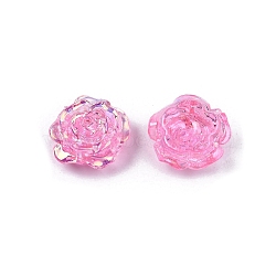 Transparent ABS Plastic Beads, Half Drilled, Flower, Hot Pink, 15x16x6.5mm, Hole: 1.2mm(KY-G019-01G)