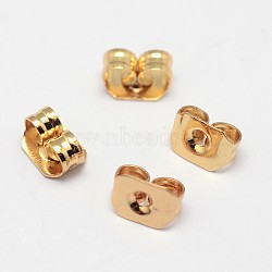 Grade AAA Brass Ear Nuts, Earring Backs, Cadmium Free & Nickel Free & Lead Free, Real 18K Gold Plated, 5x3x3mm, Hole: 1mm(KK-O093-30-NR)