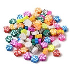 Handmade Polymer Clay Beads, Flower, Mixed Color, 10x10x4mm, Hole: 1.6mm(CLAY-Z001-13)
