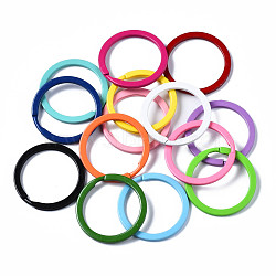 Spray Painted Iron Split Key Rings, Keychain Clasp Findings, Ring, Mixed Color, 30x2mm, Inner Diameter: 24mm(X-KEYC-S255-003)
