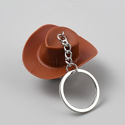 Plastic Keychains, with Glass and Iron, Hat, Mirror Disco Ball, Sienna, 96mm(KEYC-WH0816-011P-D)