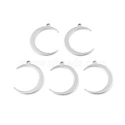 Non-Tarnish 201 Stainless Steel Pendants, Moon, Stainless Steel Color, 25.5x20.5x1.5mm, Hole: 2mm(STAS-T063-174P)